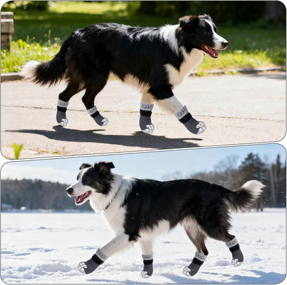 PUPTECK Anti Slip Dog Socks with Double Grippers for Hardwood Floors, Shoes for Hot/Cold Pavement, Boots & Paws Protectors to Prevent Licking, Traction Booties for Senior Small Large Dogs