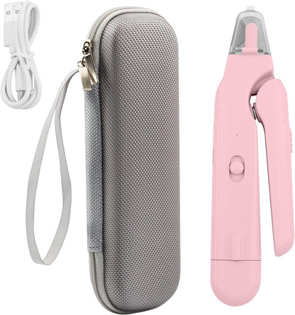 2-in-1 Dog Nail Grinder & Dog Nail Clippers Trimmers, Dogs Trimmer with LED Light + Splash Guard + Storage Case, Pet Claw Clippers for Dogs Cats, USB Rechargeable (White)