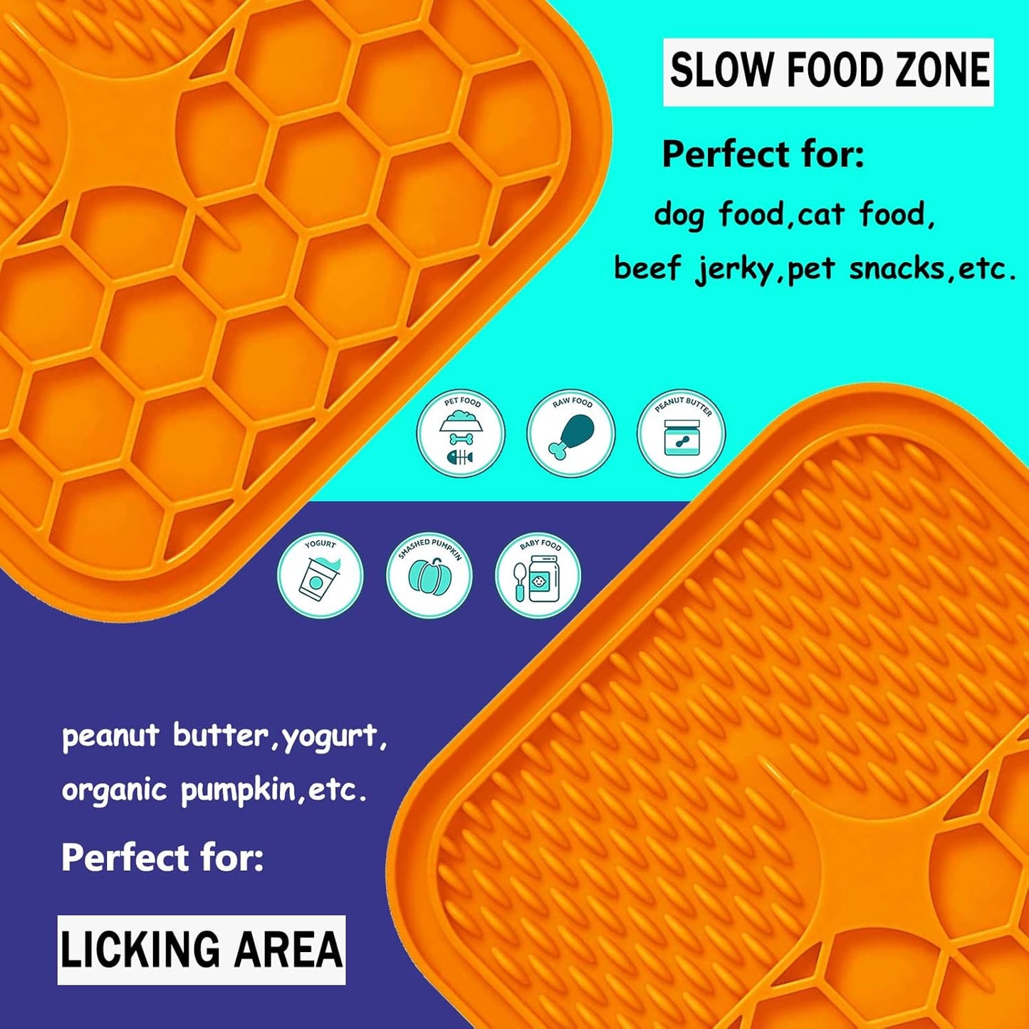 Lick Mat for Dogs, Dog Lick Mat with Suction Cups for Anxiety, Peanut Butter Dog Licking Mat Slow Feeder Dispensing Treater Lick Pad for Dogs Cats Grooming Bathing and Training (Grey)