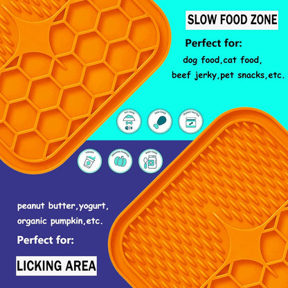 Lick Mat for Dogs, Dog Lick Mat with Suction Cups for Anxiety, Peanut Butter Dog Licking Mat Slow Feeder Dispensing Treater Lick Pad for Dogs Cats Grooming Bathing and Training (Grey)