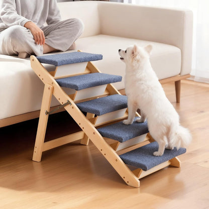 VEVOR Wood Pet Stairs, 2-Step Dog Stairs for Beds, Sofa & Cars, 110lbs Load Capacity, Floded Flat Design, Stable & Sturdy Cat & Dog Step Ladder for Small Medium Large Older Pet Puppy Essentials