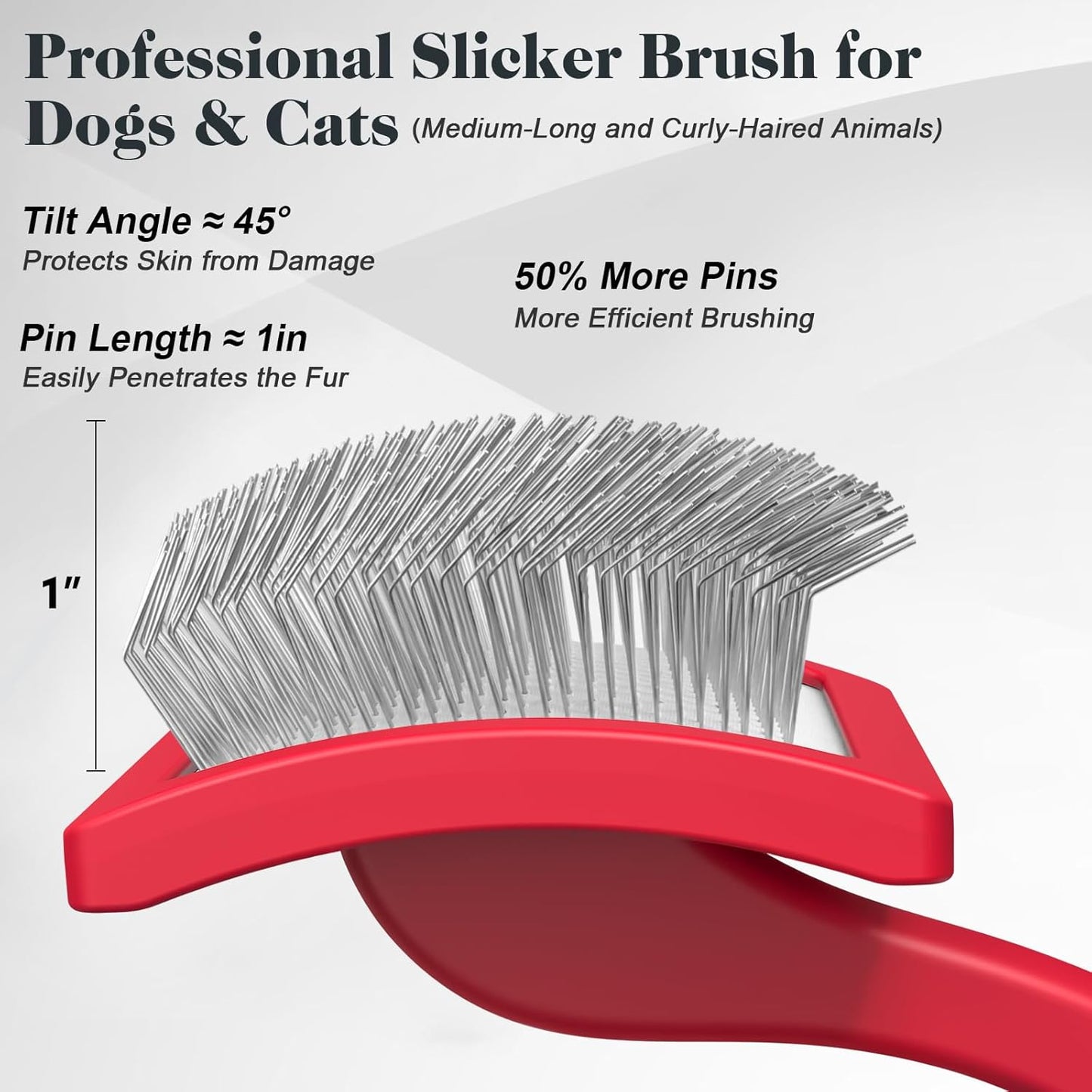 2PCS Slicker Brush for Dogs & Pet Comb,Professional Dog Grooming Brush (Goldendoodles,Poodles,Labradoodles) with Extra Long Pins to Effectively Remove Tangles, Knots and Mats (Orange, Large)