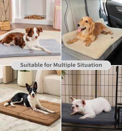 Made4Pets Dog Crate Pad Bed for Medium Large Dogs, Washable & Reversible, Anti-Slip Kennel Mat for Cozy Sleeping, Soft Fluffy Dog Bed for Indoor & Outdoor Use, 35"x23", Gray