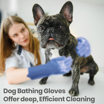 DELOMO Pet Grooming Gloves 1 Pair: Soft and Gentle Silicone Dog Washing Gloves - Bathing Scrubber Brush Mitt Grooming Shedding Fur Removal Massage for Dogs/Cats/Horse, Purple