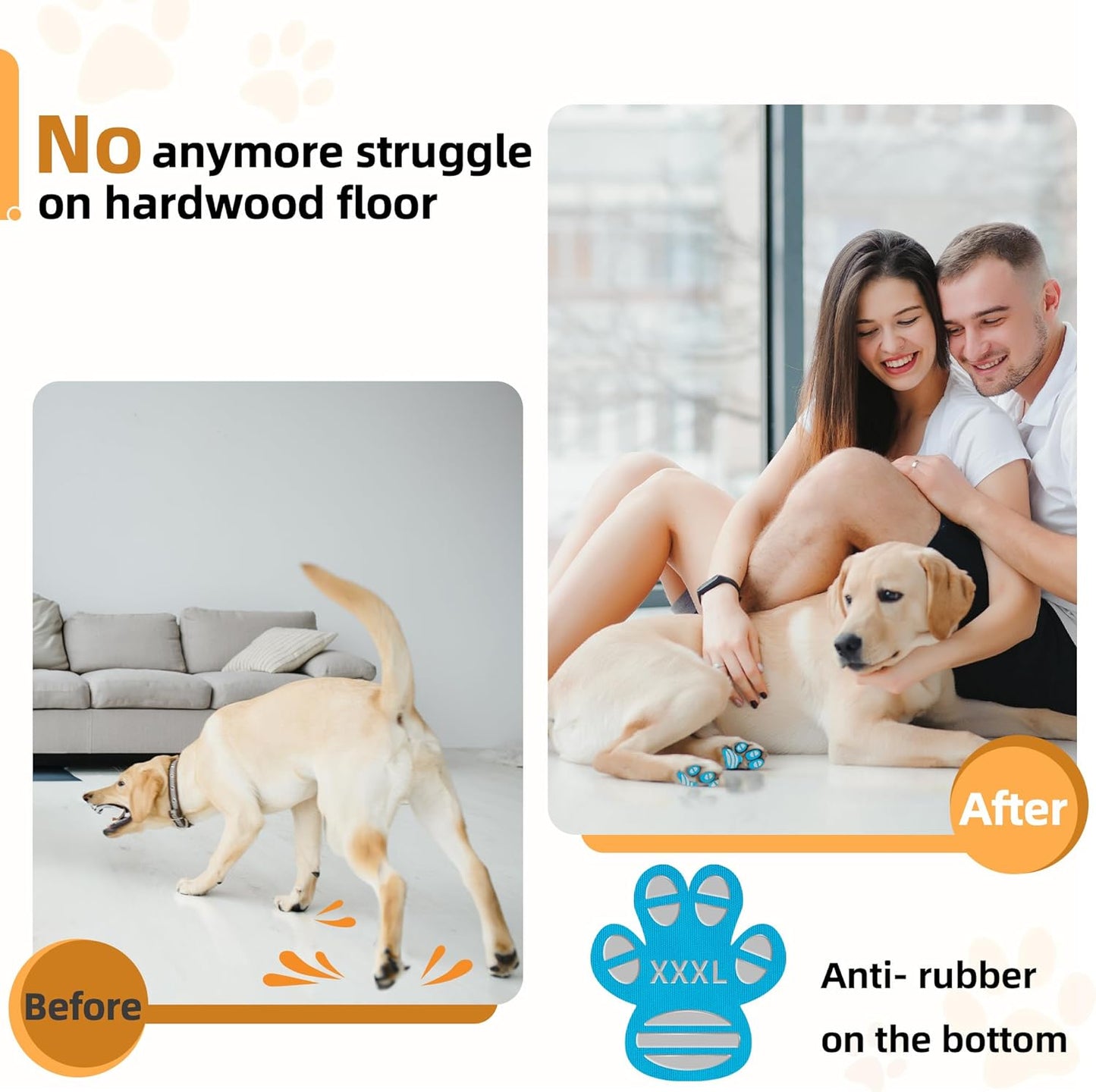 Anti-Slip Dog Paw Protector Pads for Senior Dogs, Dog Paw Adhesive Pads on Hardwood Floor,Senior Pets Essentials with Strong Traction,Puppy Grippers,12 Sets 48 pc L