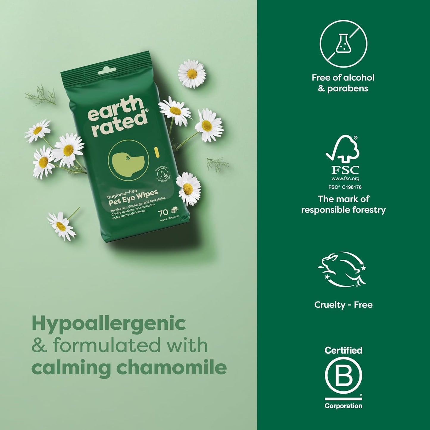 Earth Rated Dog Wipes, Hypoallergenic, Cleaning and Hydrating, for Grooming Paws, Body and Butt, Lavender Scented, 400 Count