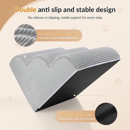 Dog Stairs for High Beds Up to 30" H with Tunnel,Extra Height 27.5" 5-Step Pet Steps for Small Dogs and Cats, Non-Slip Sturdy Dog Ramp with Anti-Tip Safety Strap and Removable Cover