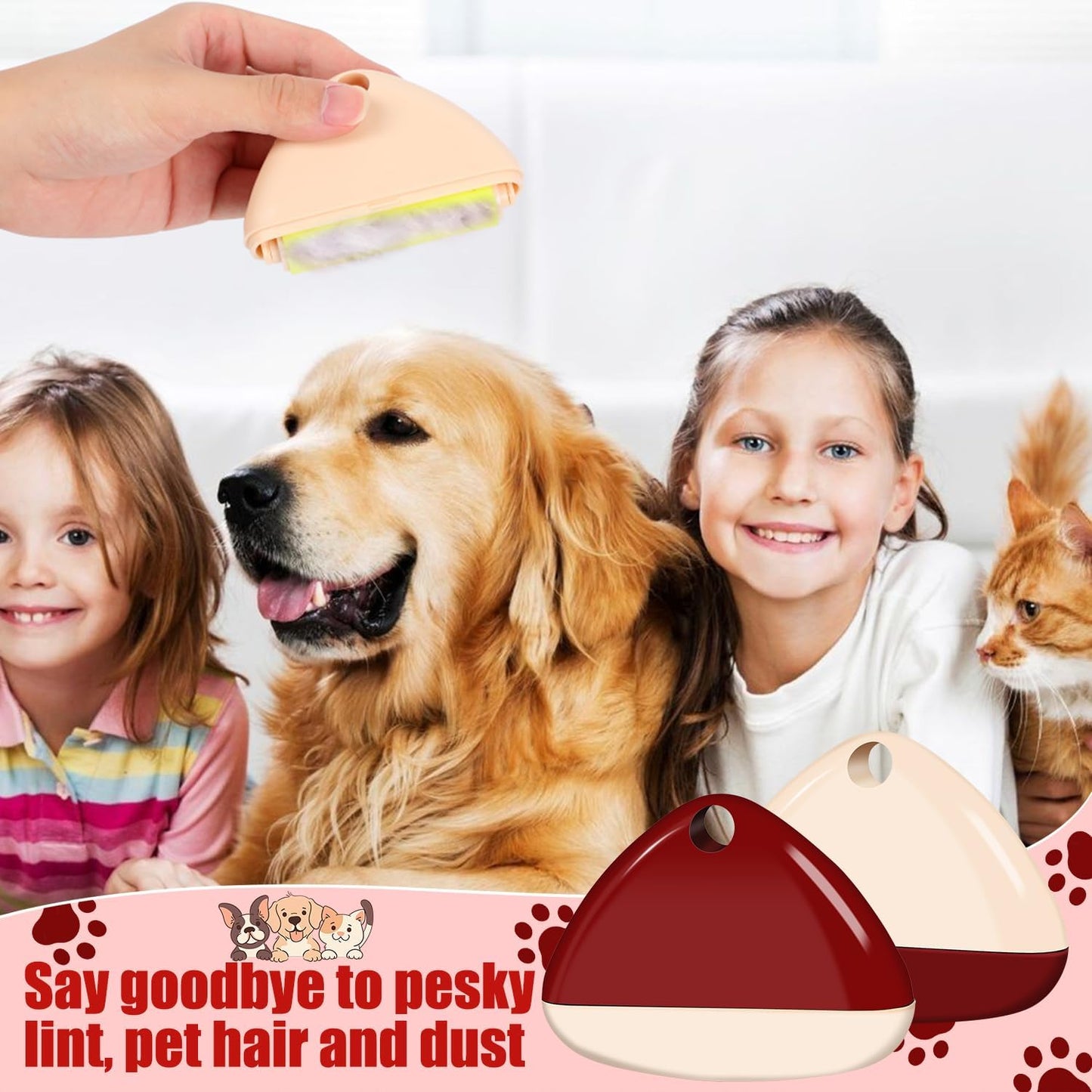 Good Life Lint Roller, Reusable Mini Lint Roller Pet Hair Remover, Portable Lint Roller, Washable Lint Roller, Portable Lint Remover for Clothes, Furniture, Dog & Cat Hair (4 Set)