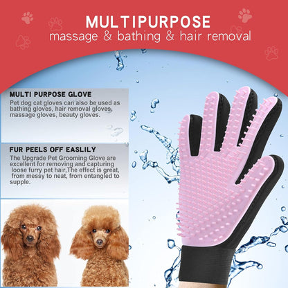 GOESWELL Double-Sided Undercoat Rake for Pet Grooming - Shedding and Dematting Comb with Grooming Glove (Blue 2 Pack)