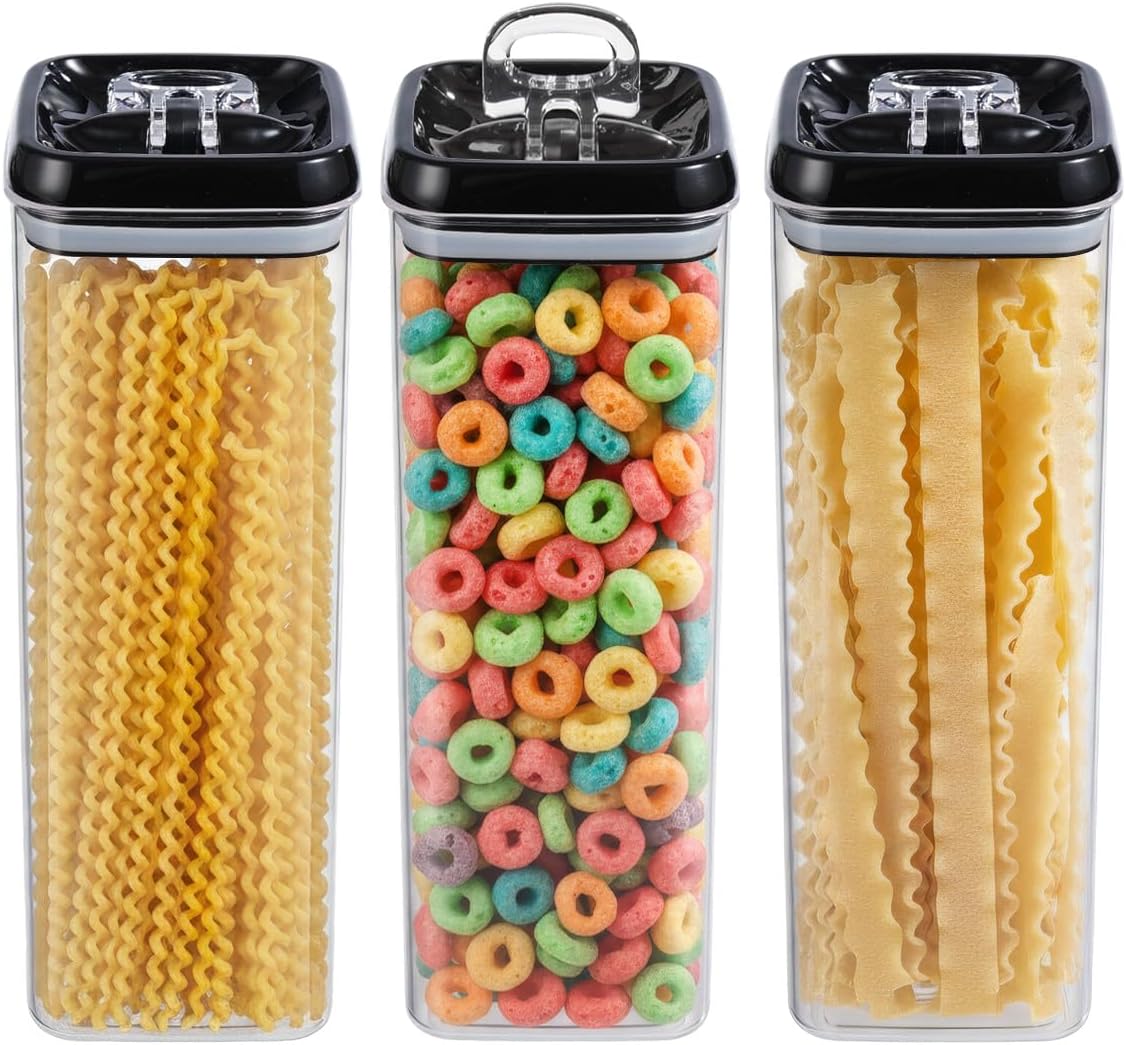 Felli Flip Tite Pet Food Container with Airtight Lids, BPA FREE Acrylic Canister with Paw Bone Fish Flip Top Handles for Cat Dog Kibble Treats Storage, Keep Fresh (Pet Collection Nest-L3pk)
