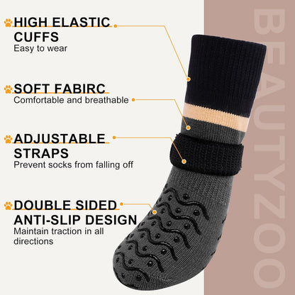 BEAUTYZOO Dog Socks to Prevent Licking Paws -Dog Shoes for Hot Pavement & Hardwood Floors Anti Slip, Traction Control Boots & Paw Protectors with Double Side Grips for Small Medium Large Senior Dogs