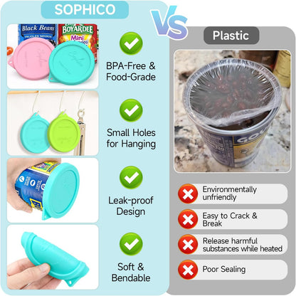 4PCS 3-inch Silicone Can Lids for Goya | Van Camp's | Chef Boyardee | Bush's Best | Farmer's Market Can, Tight Seal Cover for Canned Good, Can Toppers, Reusable Food Saver Lid (Can NOT Included)