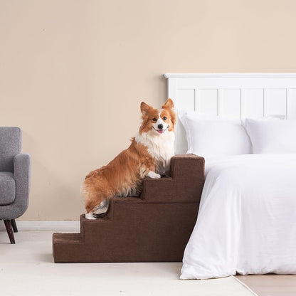 EHEYCIGA Dog Stairs for High Bed 22.5" H, 5-Step Dog Steps for Bed, Pet Steps for Small Dogs and Cats, Non-Slip Balanced Pet Ramp Indoor, Grey
