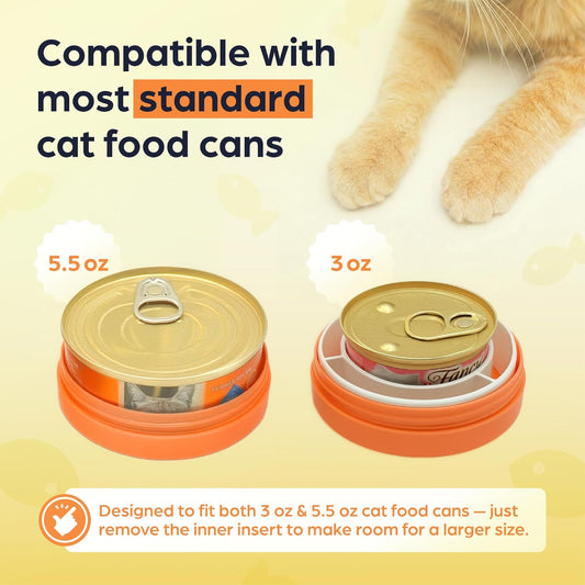 Canned Cat Food Storage Container Patent Pending Reusable Airtight Can Cover Pet Food Sealer - Keeps Cat Food Container Sealed and Fresh in the Fridge, Eliminates Odor (1 pack)