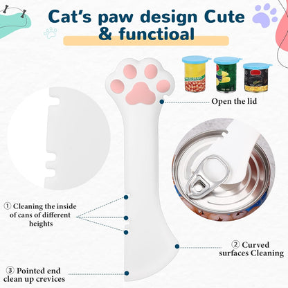 Uiifan 8 Pcs Cat Food Can Covers Lids Set, Silicone Pet Food Can Lids with Multi-Function Cat Foods Spoon and Opener, Silicone Wet Foods Spoon for Cats and Dogs(Pink)