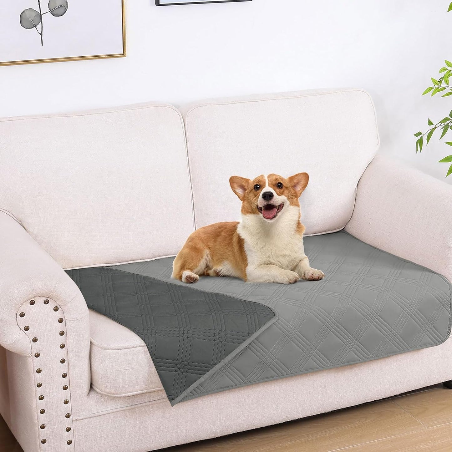 hyha Waterproof Dog Bed Blanket, Soft Pet Blankets, Waterproof Couch Cover for Dogs, Reversible Sofa Covers Washable for Furniture (30x70 Inch, Taupe/Beige)