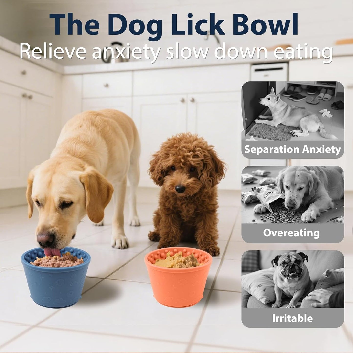 Dog Slow Feeder Lick Bowl - Non-Slip Licking Treat Dispenser for Small Medium Large Dogs, Promotes Anxiety Relief & Prevents Choking, Easy to Clean Feeding Bowl (Green, S)