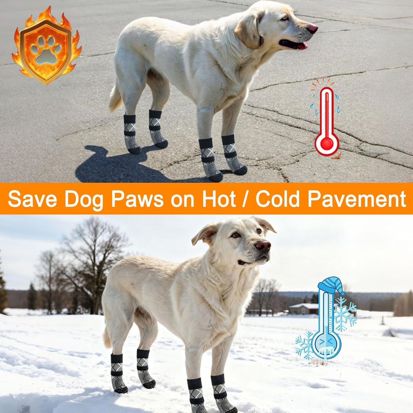 BEAUTYZOO 6PCS Dog Socks to Prevent Licking Paws, Anti Slip Dog Shoes for Hot Pavement Hardwood Floors, Traction Control Toe Grips Boots & Paw Protectors for Small Medium Large Senior Dogs, Grey S