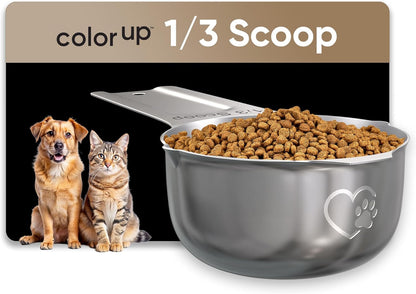 Color Up 1 Cup Pet Food Scoop – Stainless Steel Dog Food Scoop Cup (16 Tbsp) – Heavy-Duty, Rust-Resistant Measuring Scoop for Dogs, Cats, Birds & Rabbits – Ideal for Dry Food & Treats