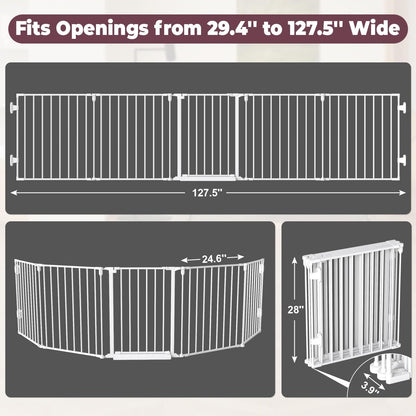 29.4-78" Extra Wide Baby Gate, Long Dog Gates Indoor for Doorways Stairs, Essential Large Safety Gate for Child Toddler with Anti-Trip Pedal, Adjustable Pet Gate, 28" Tall 3 Metal Panels Black