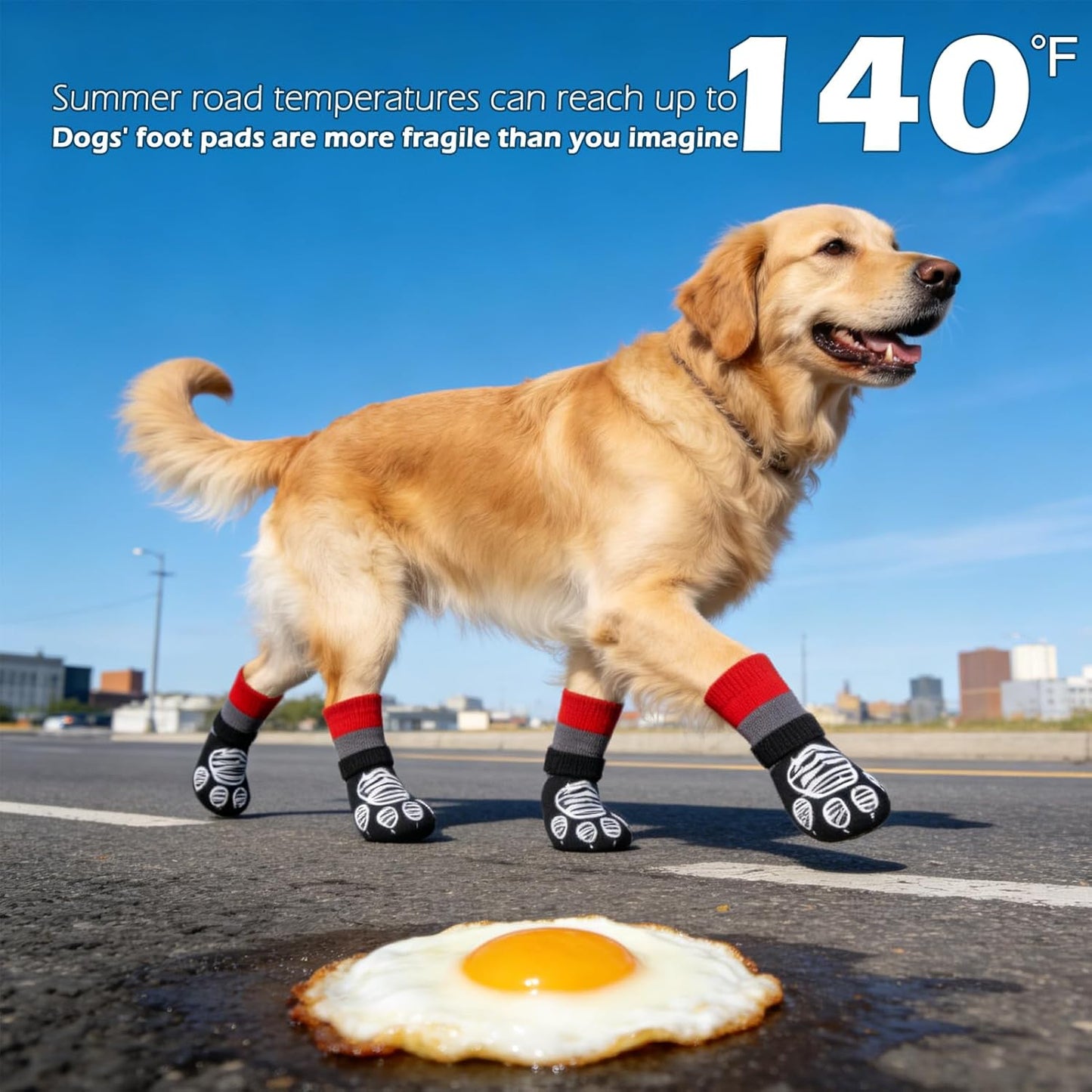 EXPAWLORER Anti Slip Dog Socks to Prevent Licking Paws, Dog Shoes for Hot Pavement Walk, Dog Booties for Hardwood Floors, Dog Boots & Paw Protectors with Grippers for Small Medium Large Senior Dogs M