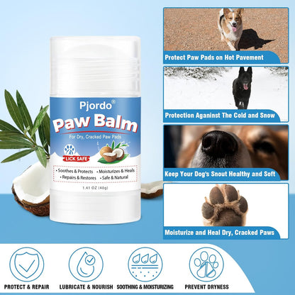 Pjordo Dog Paw Cleaner Kit, No-Rinse Foaming Cleanser for Dogs and Cats, Dog Paw Balm for Heal Dry Cracked Paws & Nose, Pet Foot Washer Paw Scrubber for Large Medium Small XL Breed Dogs