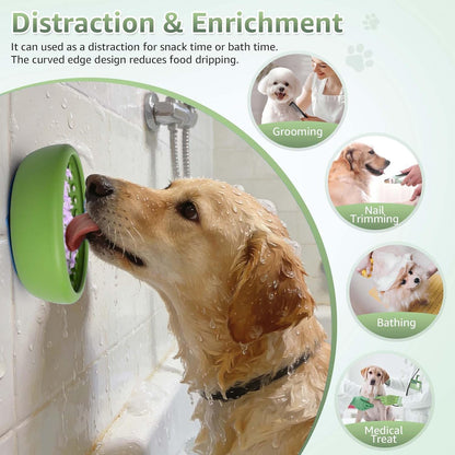 Dog Lick Bowl, ZOURYNUA Non-Slip Slow Feeder Dog Bowls, Enrichment Licking Mat for Distraction, Anxiety Relief Treat Dispenser Freezer, BPA Free Silicone & Dishwasher Safe (Pink, Small)
