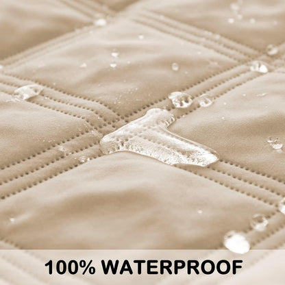 fuguitex Waterproof Dog Blanket, Pet Friendly Reversible Throw Essential for Small Dogs, Tear Resistant Leakproof Washable Couch Cushion Bed Protector Cover for Indoor Furniture（30"*70",Beige+Cream