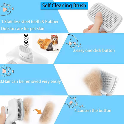 Self-Cleaning Slicker Brush, Dog Cat Bunny Pet Grooming Shedding Brush, Easy to Remove Loose Undercoat, Pet Massaging Tool Suitable for Pets with Long or Short Hair (Black)