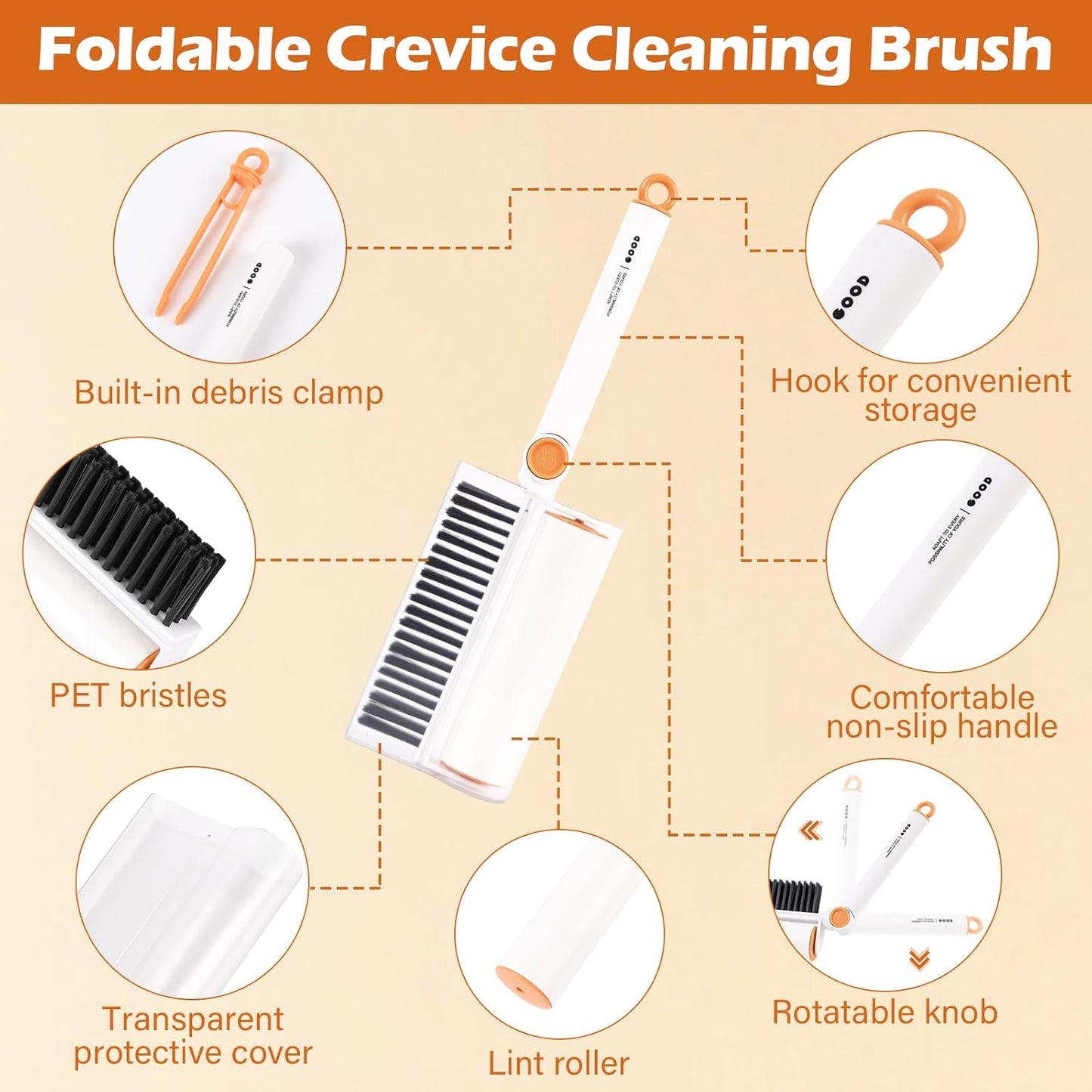 3-in-1 Pet Hair Remover Tool: Soft Dust Brush, Lint Roller for Clothes & Bench Brush with 180° Adjustable Handle, Pet Hair Removal for Dog/Cat Hair on Clothes, Bed, Sofa (2-pack lint roller, One Size)