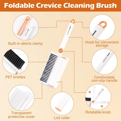 3-in-1 Pet Hair Remover Tool: Soft Dust Brush, Lint Roller for Clothes & Bench Brush with 180° Adjustable Handle, Pet Hair Removal for Dog/Cat Hair on Clothes, Bed, Sofa (2-pack lint roller, One Size)