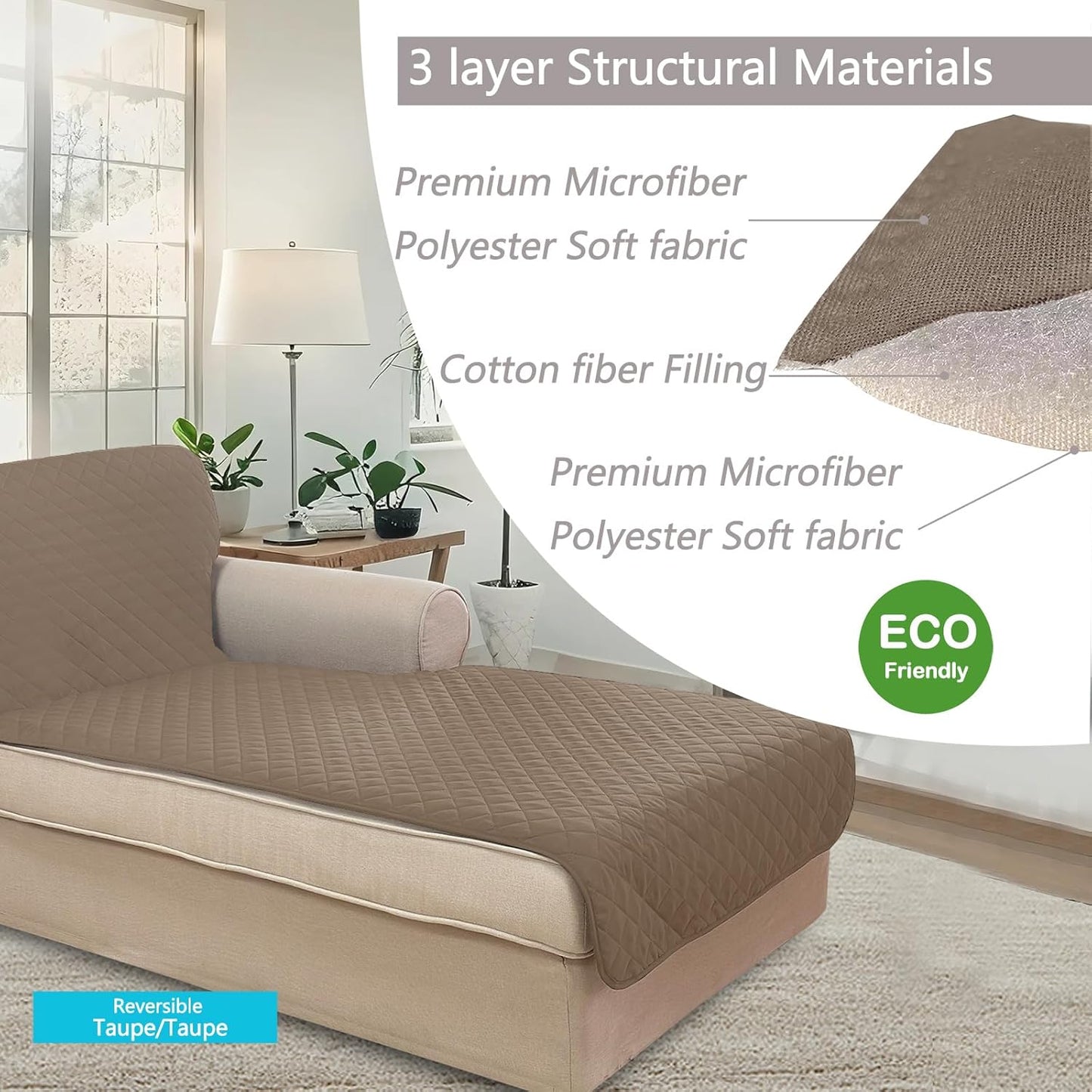U-NICE HOME Reversible Sofa Cover Washable Couch Cover for Dogs Friendly with Elastic Straps Water Repellent Furniture Protector for 3 Cushion Couch (Sofa, Coffee/Beige) - Colors A