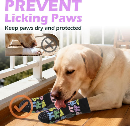 EXPAWLORER Anti Slip Dog Socks to Prevent Licking Paws, Dog Shoes for Hot Pavement, Dog Booties for Small Medium Large Senior Dogs, Traction Control Boots & Paw Protectors for Hardwood Floors