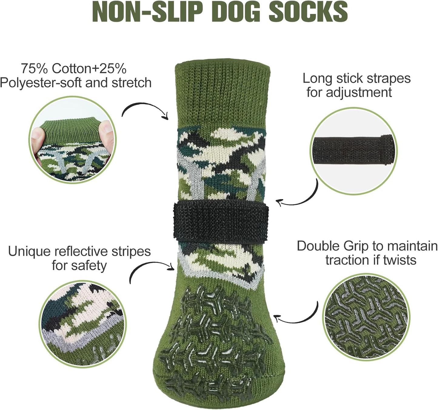 BEAUTYZOO 6PCS Dog Socks to Prevent Licking Paws, Anti Slip Dog Shoes for Hot Pavement Hardwood Floors, Traction Control Toe Grips Boots & Paw Protectors for Small Medium Large Senior Dogs, Grey S