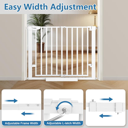 Malier Large Walk-Thru Door Baby Gate, 29-40" No Drill Pressure Mounted Dog Gate with Auto Close, Safety Gate Pet Gate for Stairs, Doorways, Child and Dogs Indoor (Black, 29''- 40''W × 30''H)