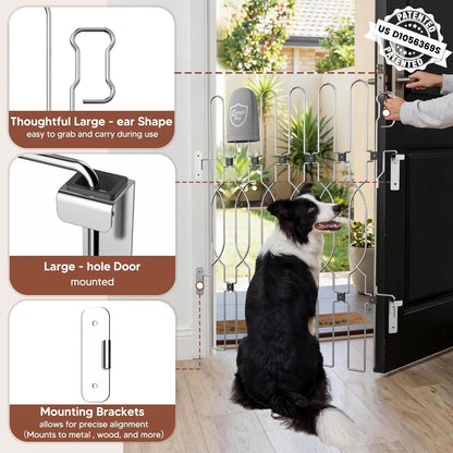 Snagle Paw Extra Tall Metal Retractable Door Barrier, 28.4" Wide 35" Tall Safety Dog Gate for Front Door,Easy Install Retractable Pet Gate for Recreational Vehicle,Doorways
