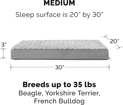 Furhaven Replacement Dog Bed Cover Ultra Plush Faux Fur & Suede Mattress, Machine Washable - Gray, Large