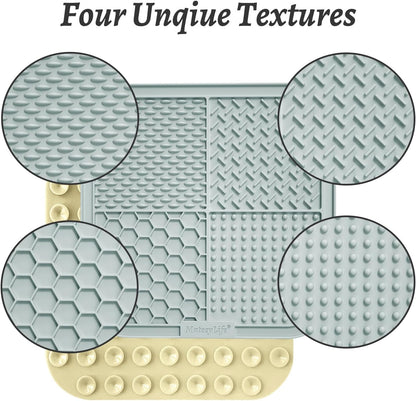 MateeyLife 2PCS Small Lick Mat for Dogs and Cats, Licking Mats for Dog Anxiety Relief, Cat Peanut Butter Lick Pad for Boredom Reducer, Dog Treat Mat Perfect for Bathing Grooming Blue&Green