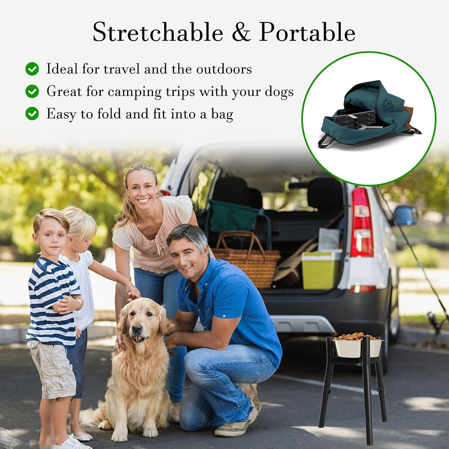 Dog Bowl Stand for Medium Large Dogs, Adjustable Width Elevated Dog Bowls 7-10.6", Raised Dog Food Water Bowls, 11 inch Tall Single Holder, Black,Bowl Not Included
