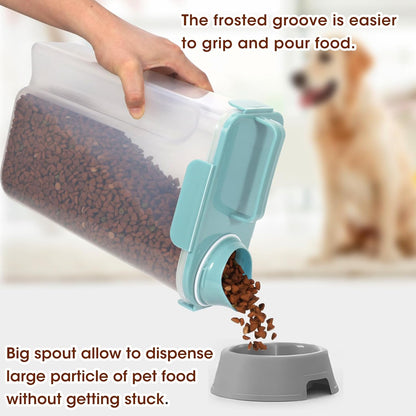 TBMax Dog Food Storage Container 5-7 lbs, Airtight Cat Food Container with Larger Spout & Measuring Cup, Portable Pet Food Storage Dispenser for Small Animal Kibble Storage, Bird Seed Container