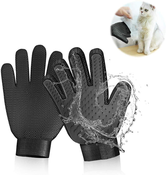 Pet Grooming Glove Hair Remover Brush Gentle Deshedding Efficient Pet Mitt Pet Massage Gloves Left & Right Hand Draw Dogs Cats Horses Long Short Fur (1Pair Left & Right Hand (Blue))