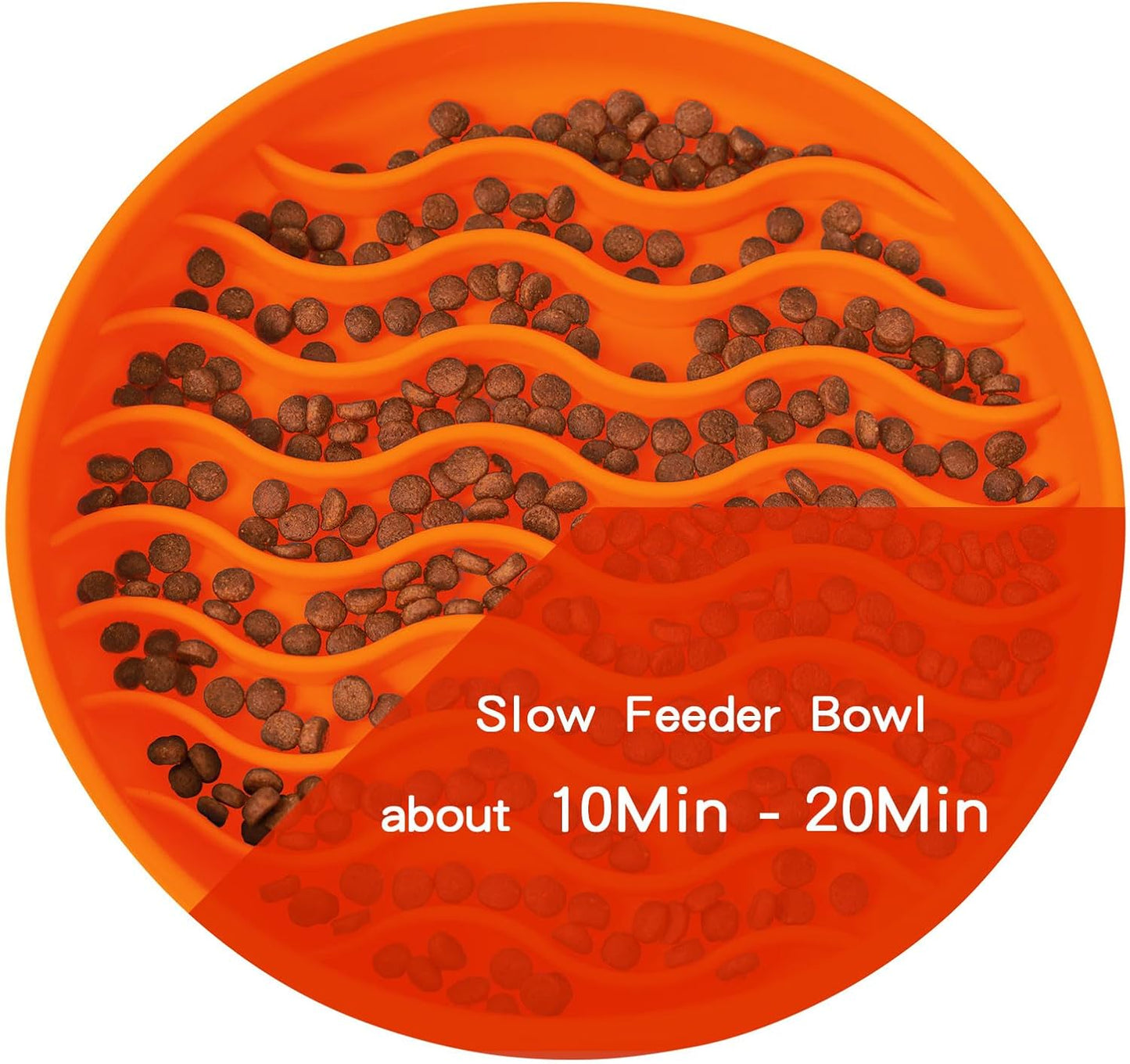 Slow Feeder Dog Bowls, Silicone Food Bowl Anti-Gulping, Pets Puppy Slow Feeder with Suction Cups, Dishwasher Microwave Safe for All Small Medium Dogs, Wave Design Blue