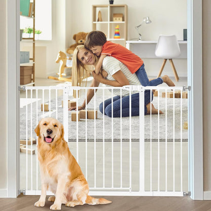 keny 29"-42.5" Baby Gate for Stairs, Auto Close Safety Dog Gate, Pressure Mounted Easy Walk Through Pet Gate for Doorways, Durable Stair Gate, 30" Tall, White