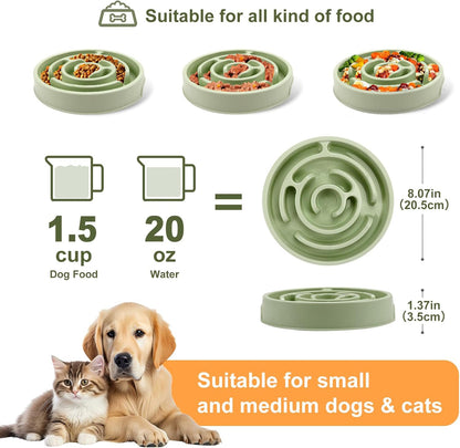Ceramic Slow Feeder Dog Bowls with Anti-Slip, Slow Feeder & Non-Slip Design, Boredom and Anxiety Reducer, Suitable for All Breed Dogs and Cat (Ceramic-White)