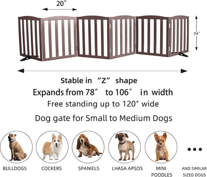 ZJSF Foldable Freestanding Indoor Dog Gate for House Wood White Long Pet Gates Dog Fence for Stairs Puppy Gates for Hallways,Pet Fence, Puppy Gate,Support Feet Included 24 "Height-3 Panels