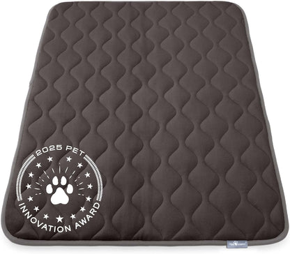 Paw Inspired Washable Padded Crate Mats for Dogs | 29” x 18” Pad, Fits 30-inch Kennels | Leakproof, Waterproof Bottom, Plush Pet Beds (Gray)
