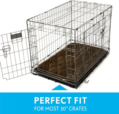 Paw Inspired Washable Padded Crate Mats for Dogs | 29” x 18” Pad, Fits 30-inch Kennels | Leakproof, Waterproof Bottom, Plush Pet Beds (Gray)