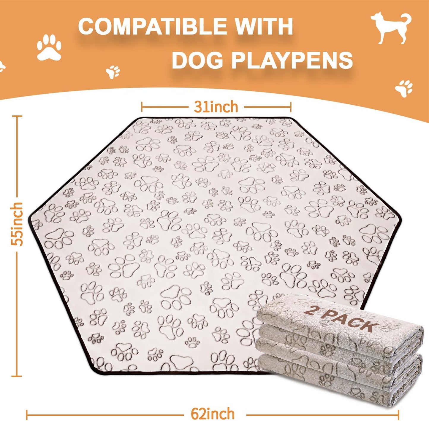 Qeils Reusable Puppy Pads, 2 Pack Washable Pee Pads for Dogs, Waterproof Non Slip Wee Wee pad, Absorbent and Leakproof Training Mats for Potty, Crate, Playpen, Bed, Sofa, 18"x 24"