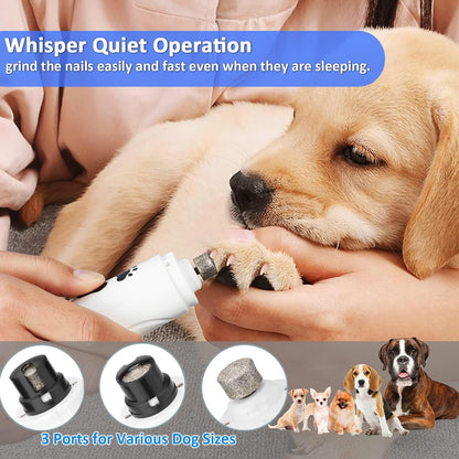 YABIFE Super Quiet Dog Nail Grinder & Clippers Kit with 2 LED Lights, 3 Speeds Up to 12,000 RPM, Lower Than 30dB Electric Pet Nail Trimmer for Small Medium Large Dogs and Cats