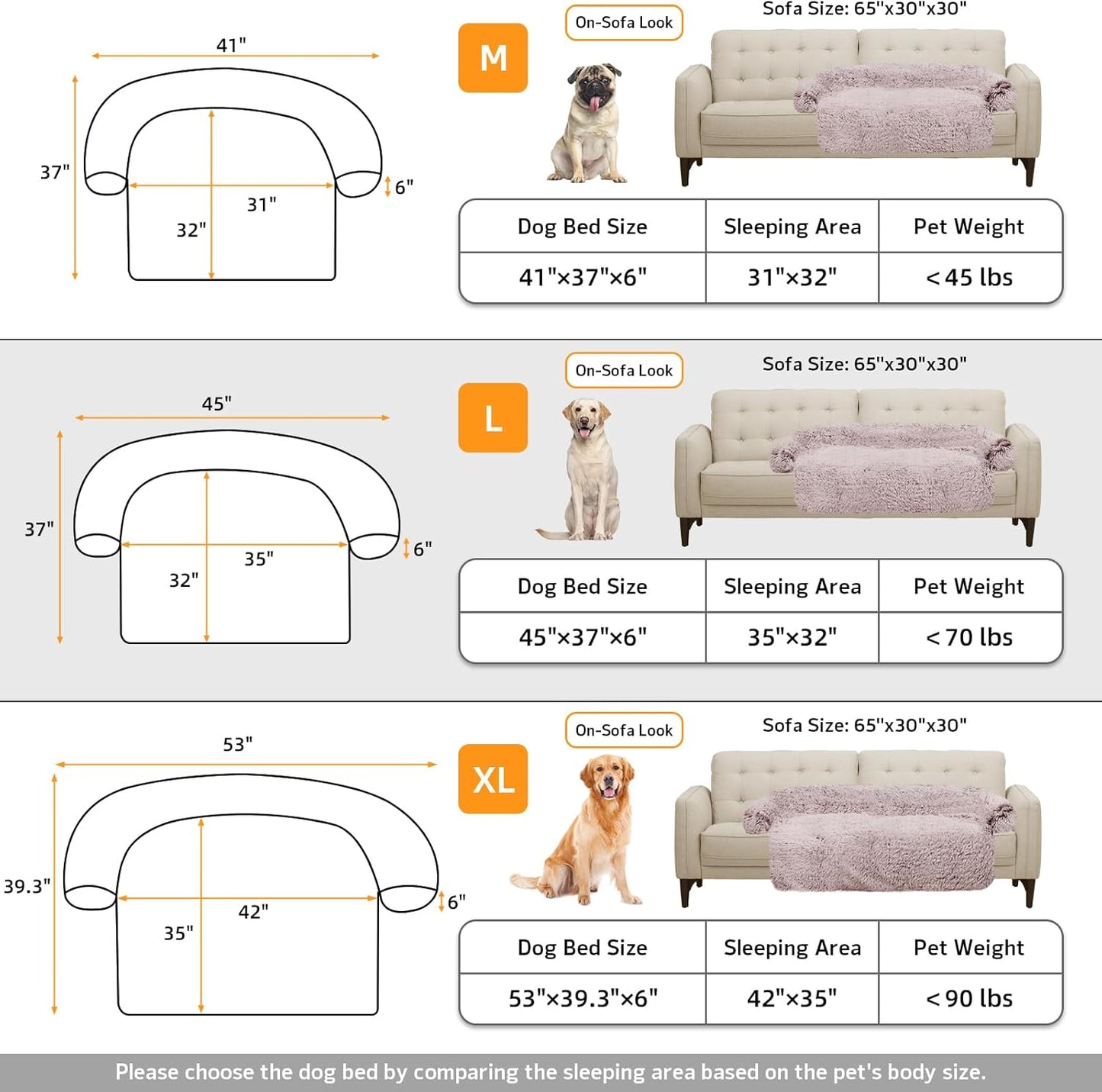 Calming Dog Bed Fluffy Plush Dog Mat for Furniture Protector with Removable Washable Cover for Large Medium Small Dogs and Cats (Large, Light Grey)